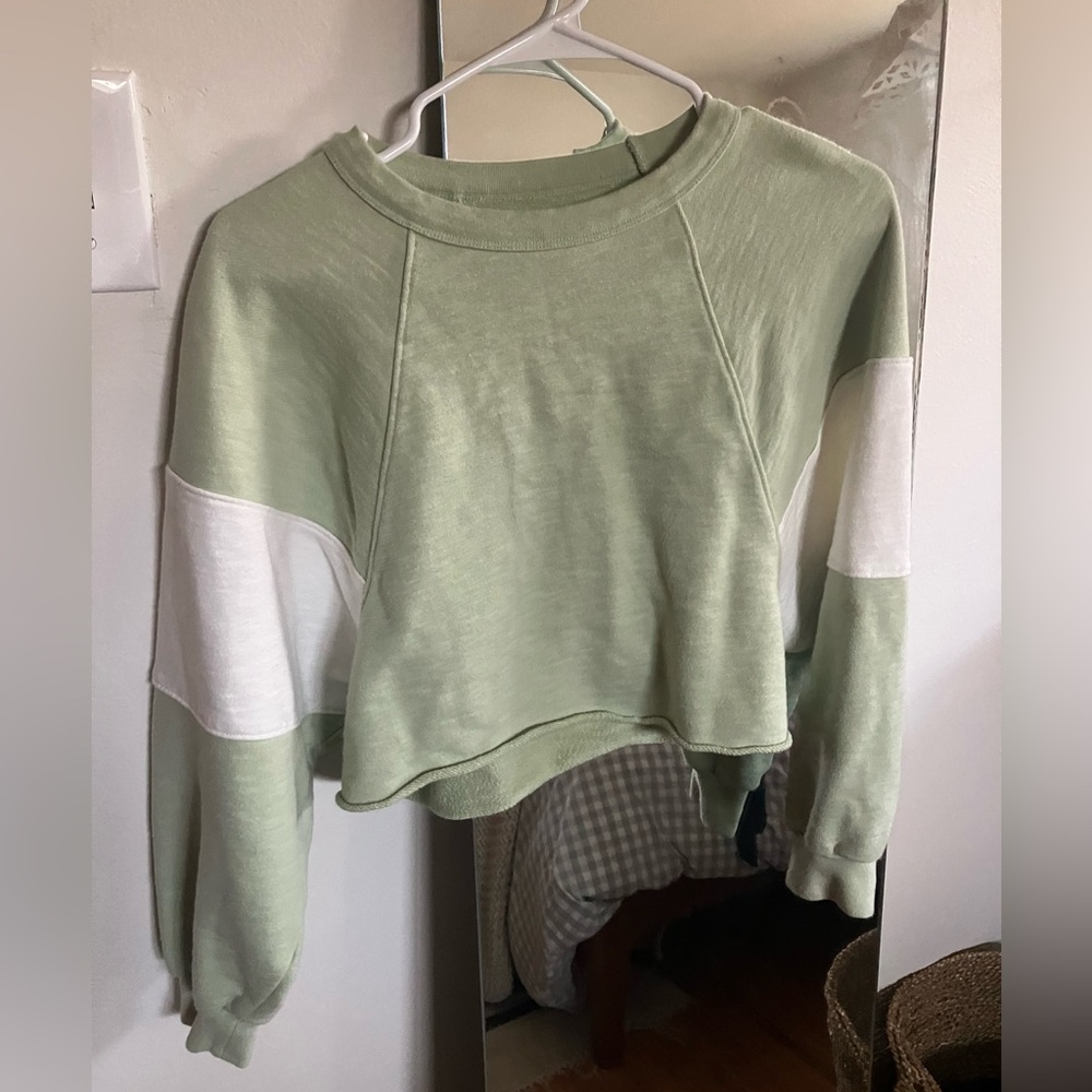 Madewell Sage and White Colorblock Sweatshirt